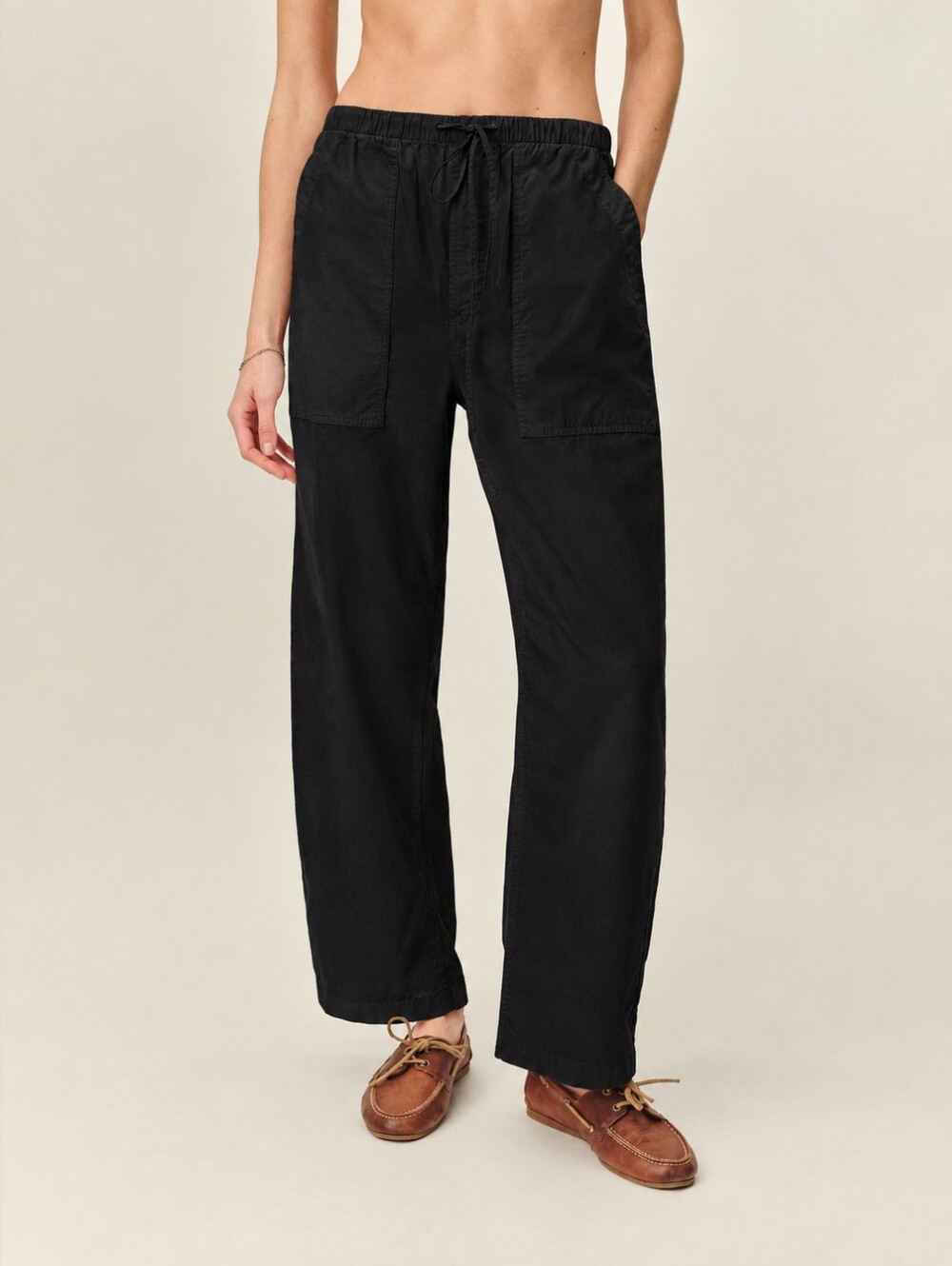 Buck Mason Black Drawstring Cargo Trousers
